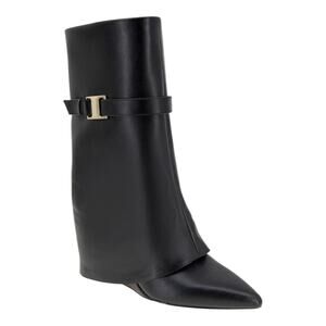 BCBGeneration Women's Rinzy Cuff Fold Over Buckled Strap Boots Black Size 8 1/2